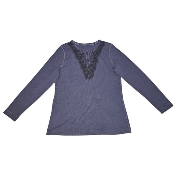 Eddie Bauer Womens size XL Thermal Henley Top Lace/Button Neckline Waffle Y2K - Picture 1 of 11